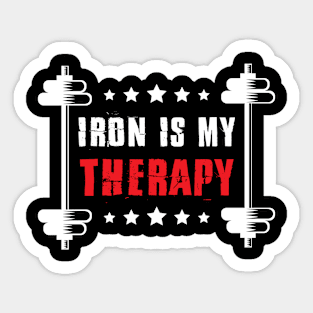 Cool Iron Is My Therapy Design | Great Fitness Gym Sticker